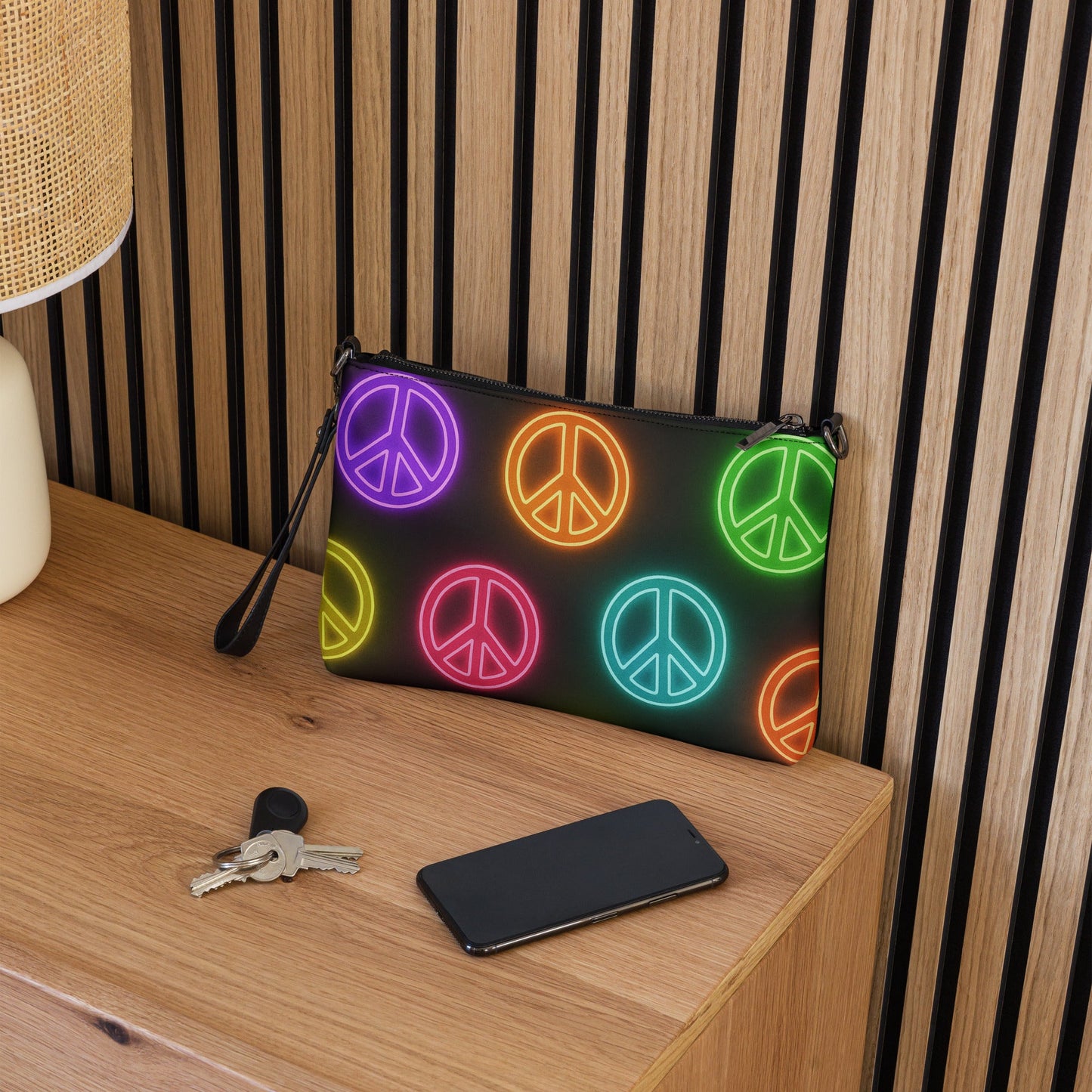 Neon Peace Crossbody Bag – Colorful Festival Side Bag