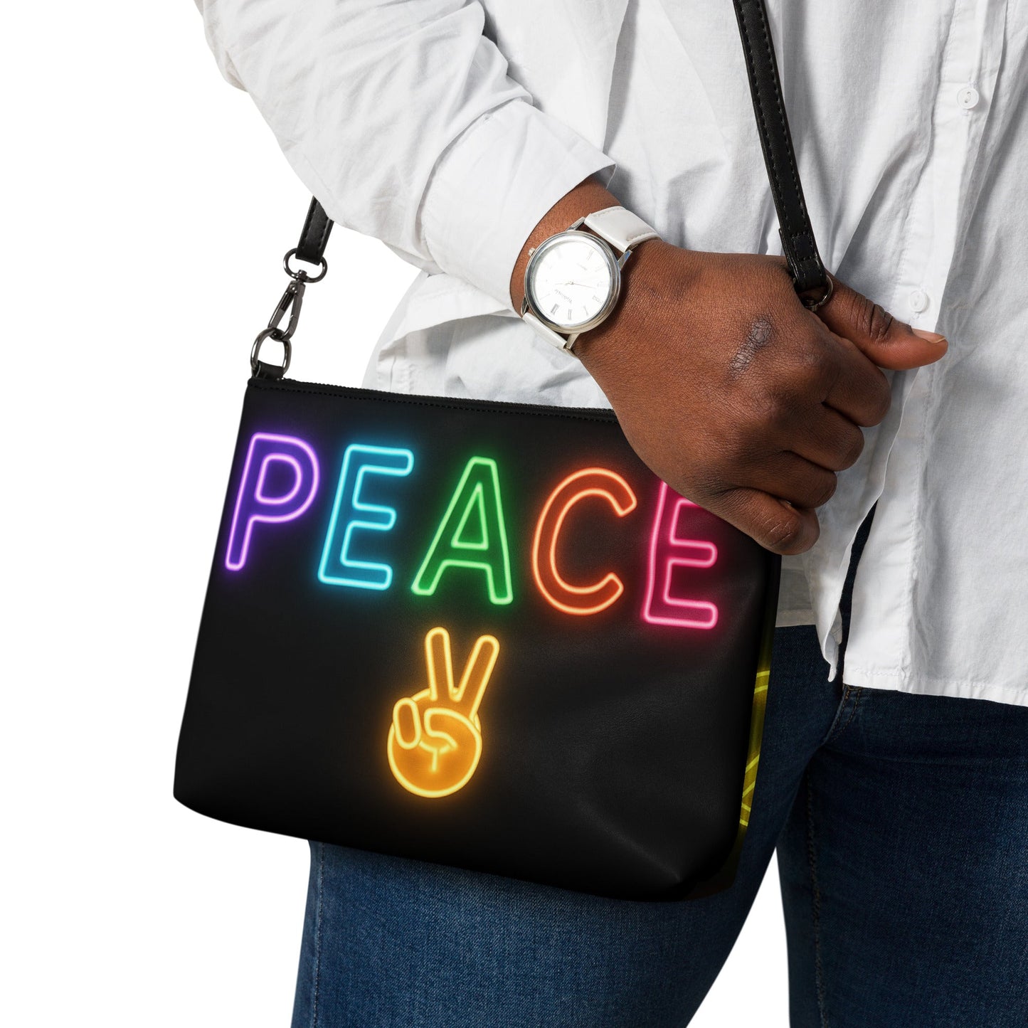 Neon Peace Crossbody Bag – Colorful Festival Side Bag