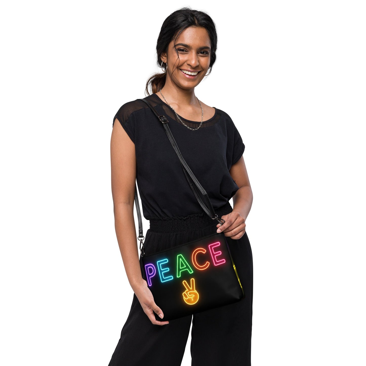 Neon Peace Crossbody Bag – Colorful Festival Side Bag