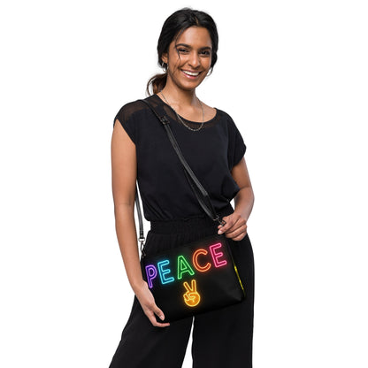 Neon Peace Crossbody Bag – Colorful Festival Side Bag