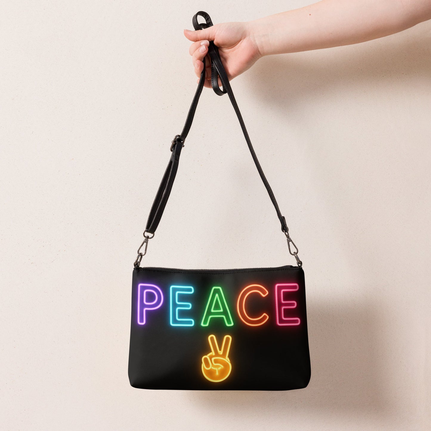 Neon Peace Crossbody Bag – Colorful Festival Side Bag