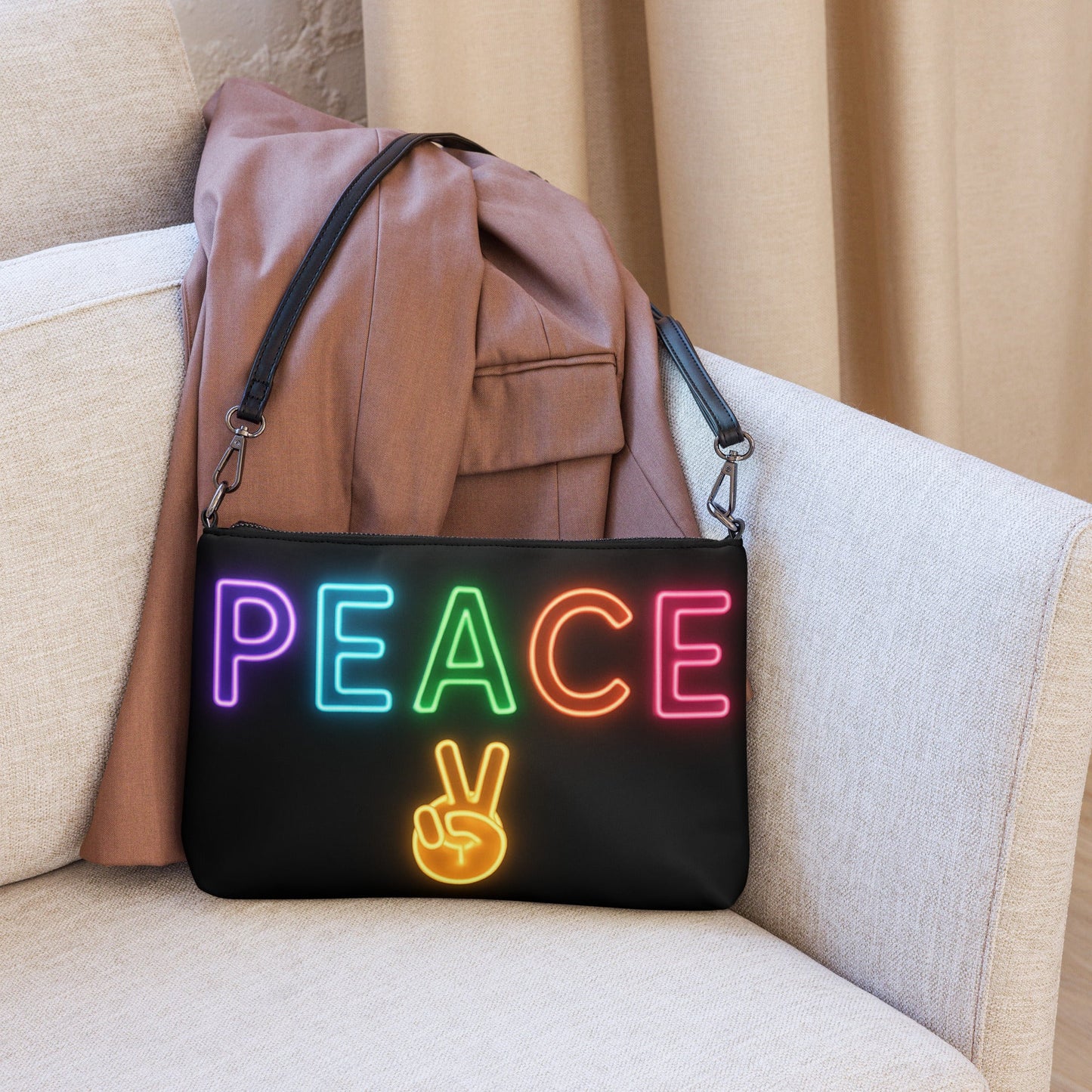 Neon Peace Crossbody Bag – Colorful Festival Side Bag