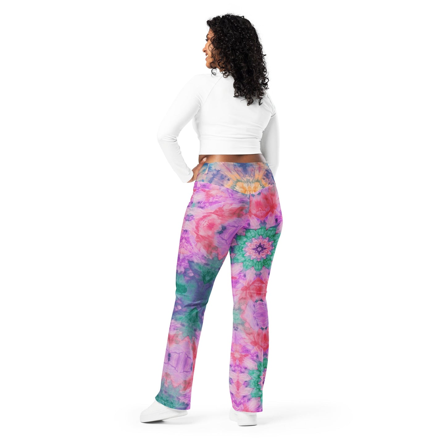 Shibori Quest Rose High Waist Flare leggings