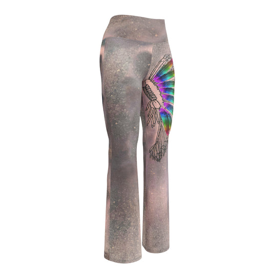 Hazey Breeze Feather High Waist Flare leggings PL
