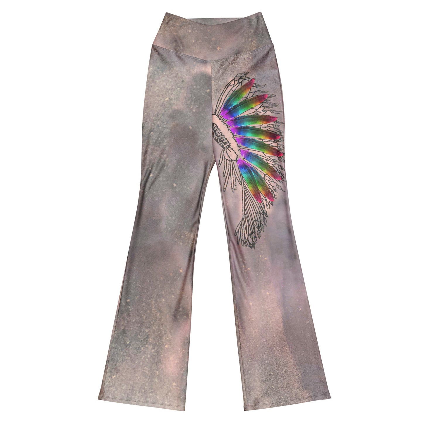 Hazey Breeze Feather High Waist Flare leggings PL