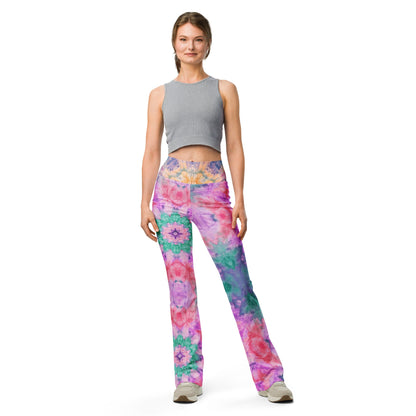 Shibori Quest Rose High Waist Flare leggings