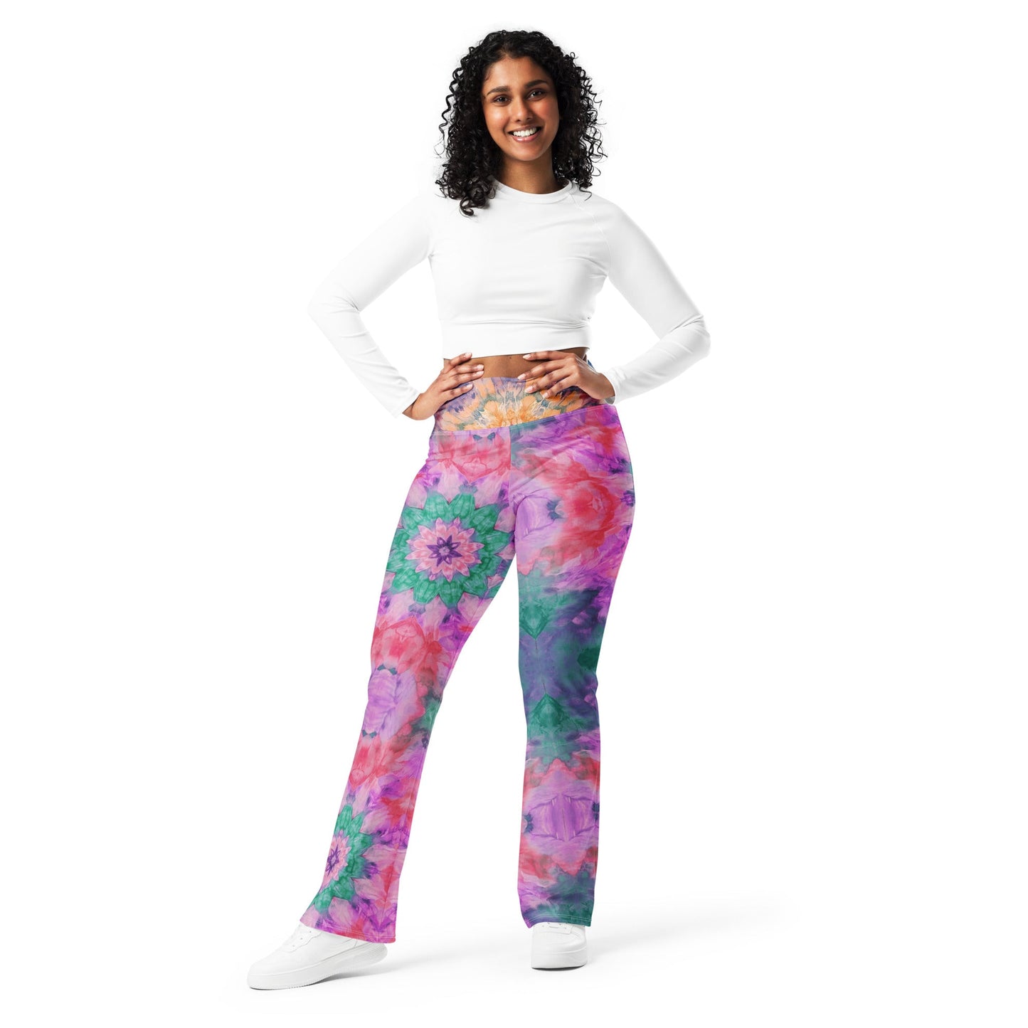 Shibori Quest Rose High Waist Flare leggings