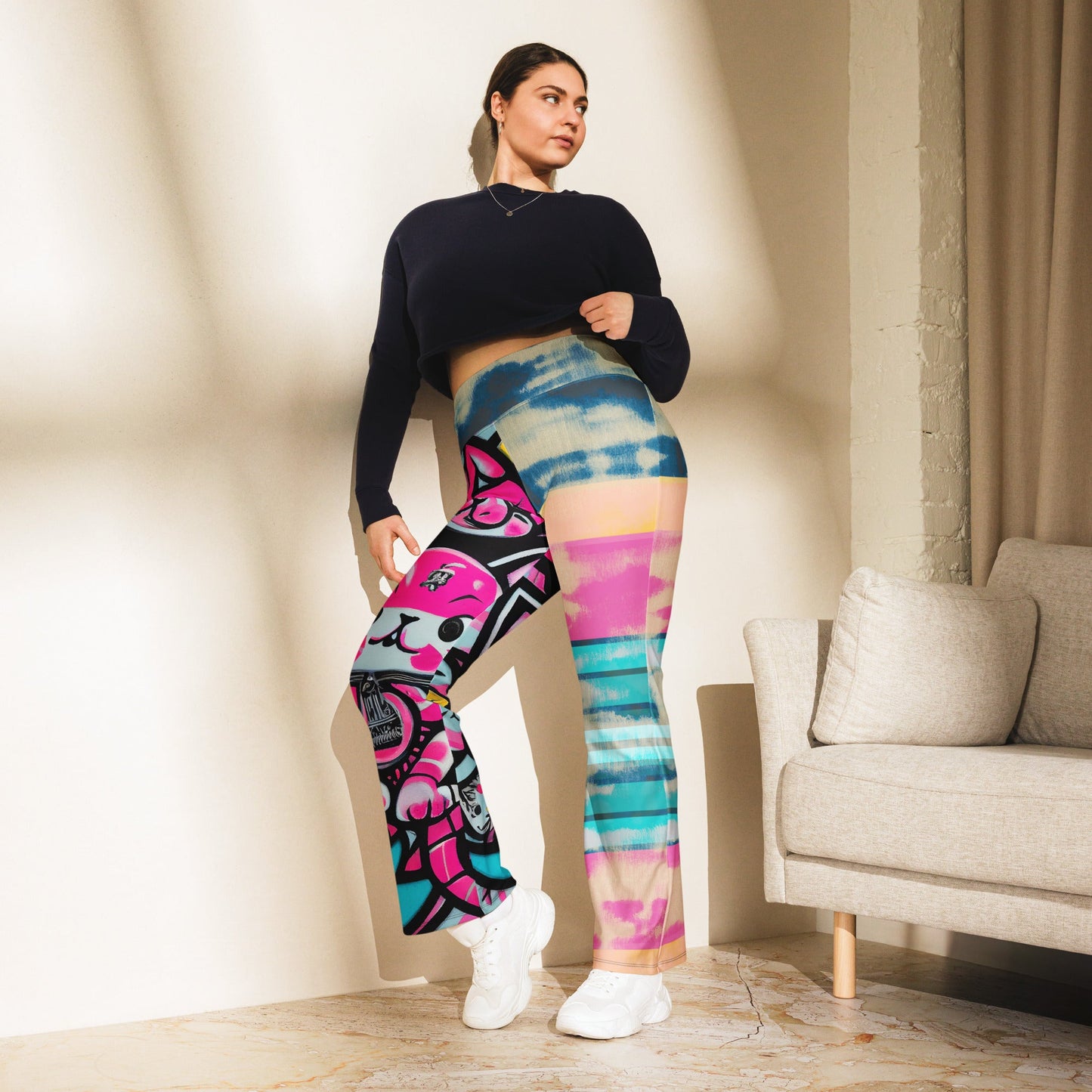 Blicky Kitty High Waist Flare leggings