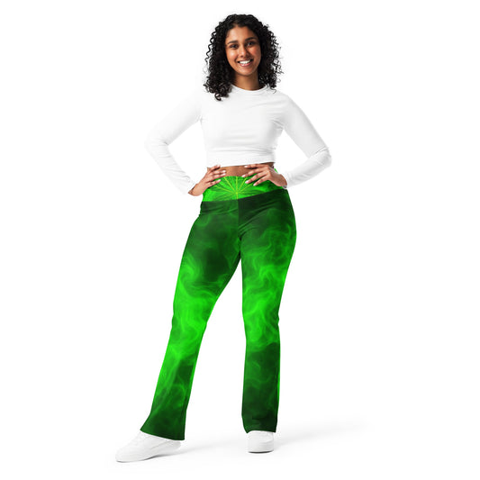Green smoke Flare leggings