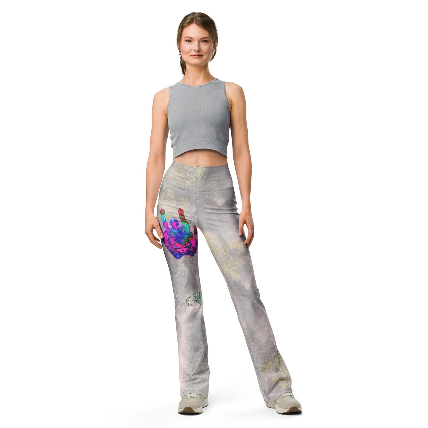 Fleur De Le Graytful Dead Front High Waist Flare Leggings