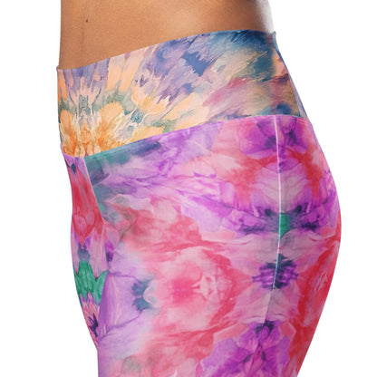 Shibori Quest Rose High Waist Flare leggings