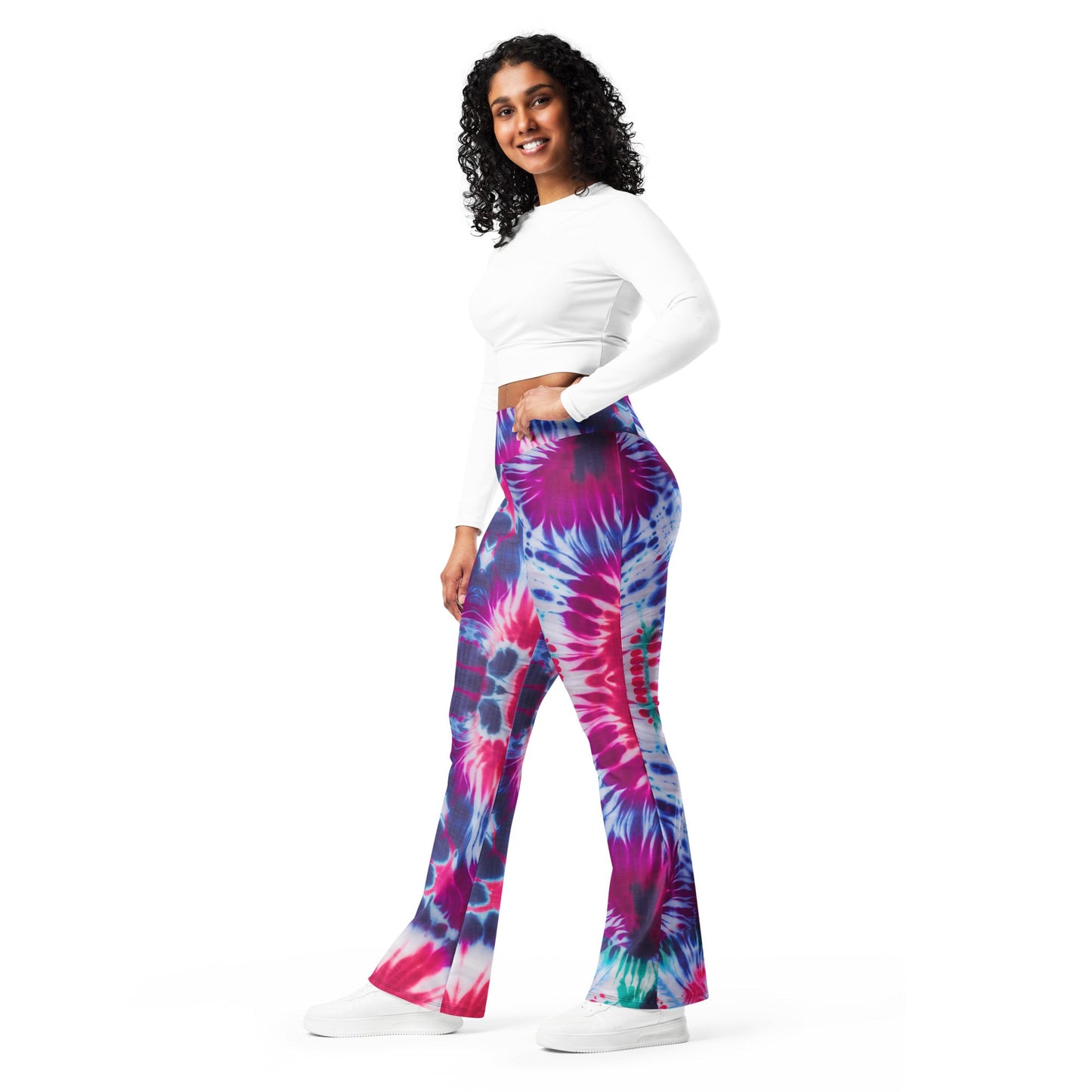 Shibori Petals High Waist Flare Leggings