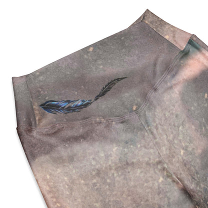 Hazey Breeze Feather High Waist Flare leggings PL