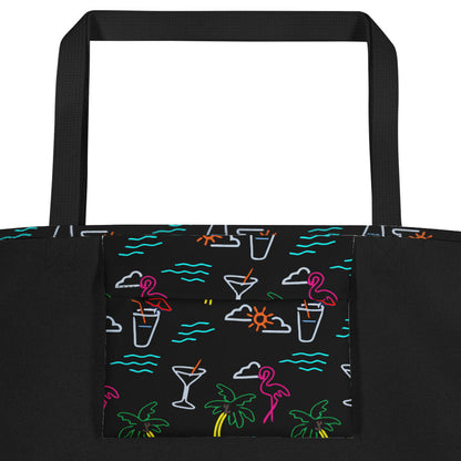 Five O'Clock Somewhere Black  Large Tote Bag