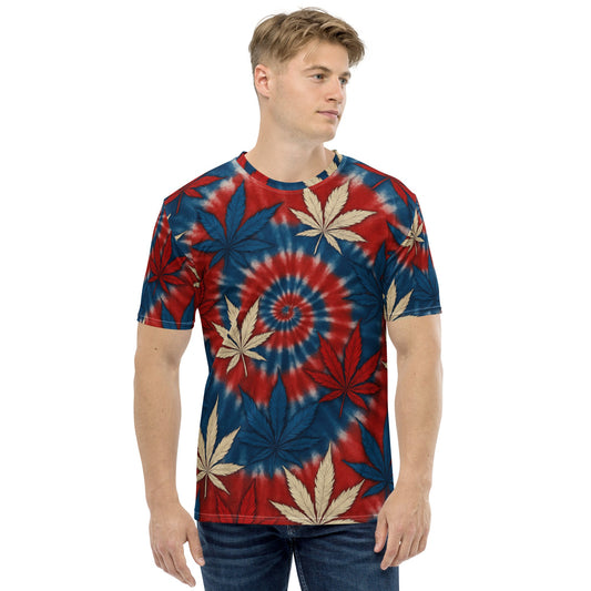 Red White & blue tie-dye 420 t-shirt