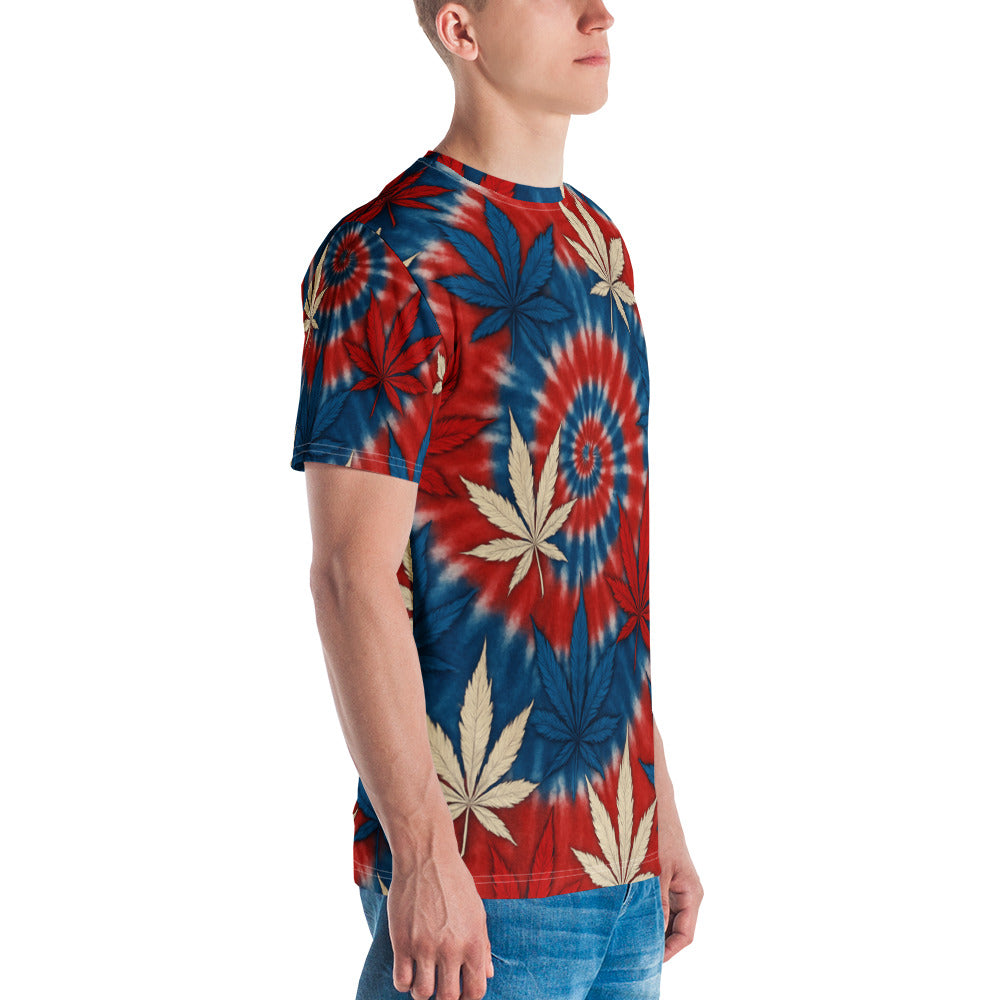 Red White & blue tie-dye 420 t-shirt