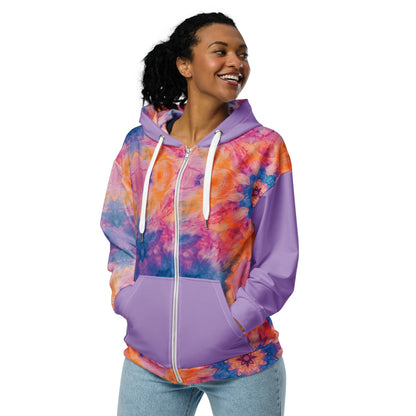 Shibori Quest Unisex zip hoodie