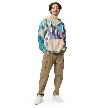 Watercolor Stripe Brush Stroke Unisex zip hoodie