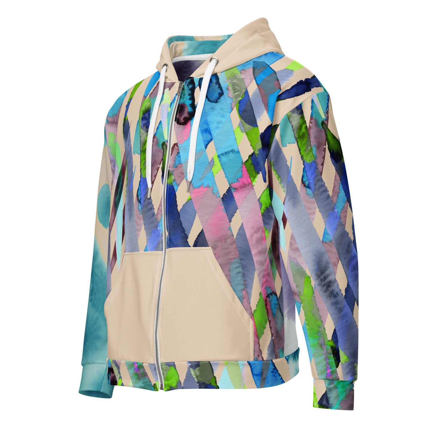 Watercolor Stripe Brush Stroke Unisex zip hoodie
