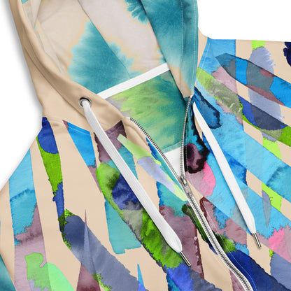 Watercolor Stripe Brush Stroke Unisex zip hoodie