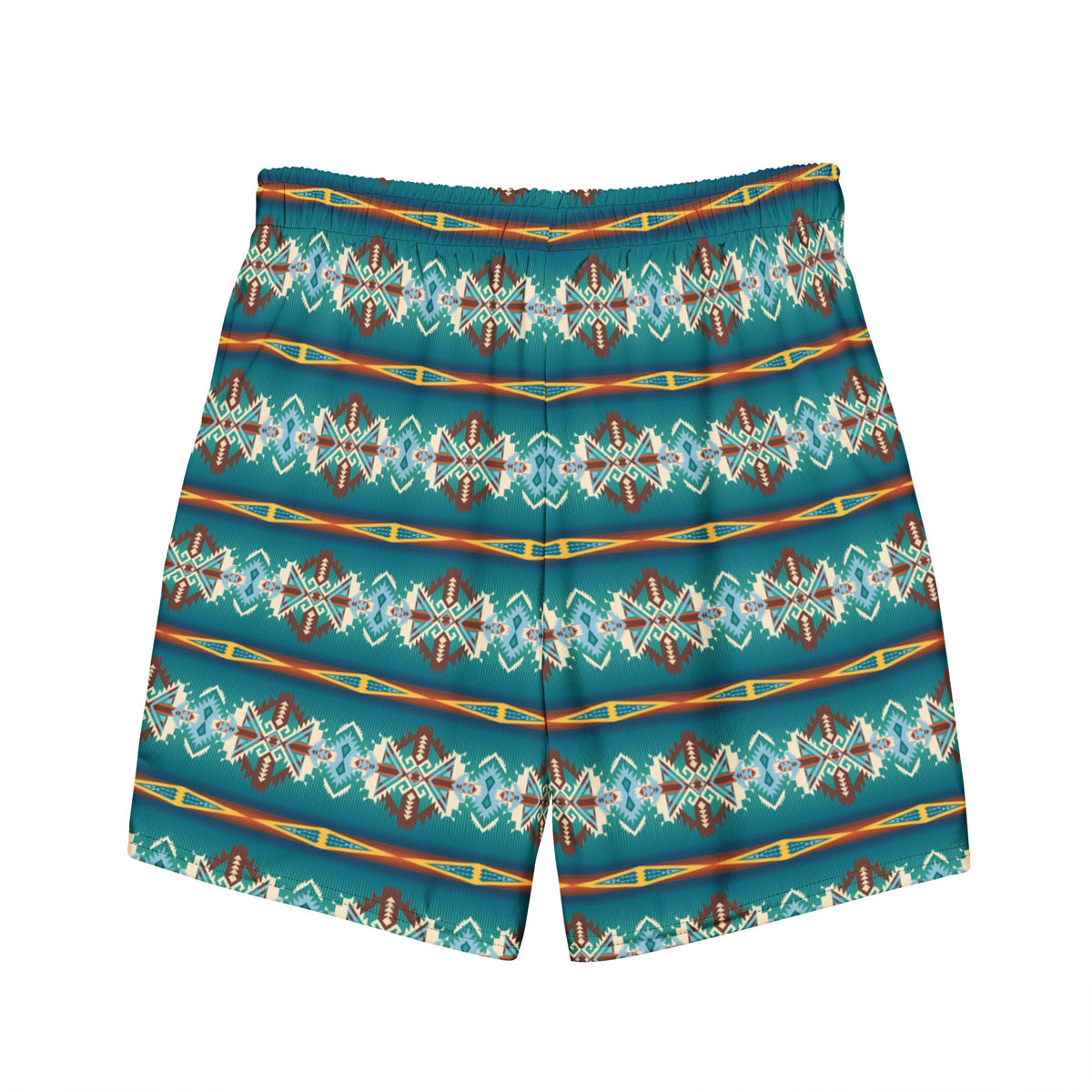Baha Ranch Yeehaw Teal Aztec Blanket Print Mens Swim Shorts