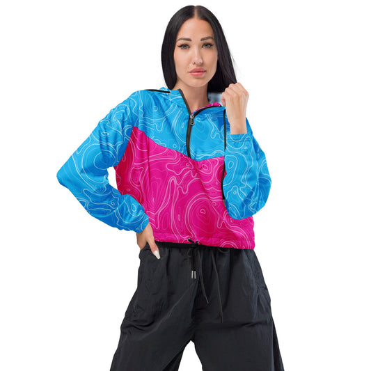 Neon Topographic Women’s Cropped Windbreaker