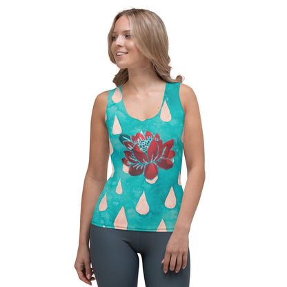 Rain Drops on Lotus Flower Tank Top
