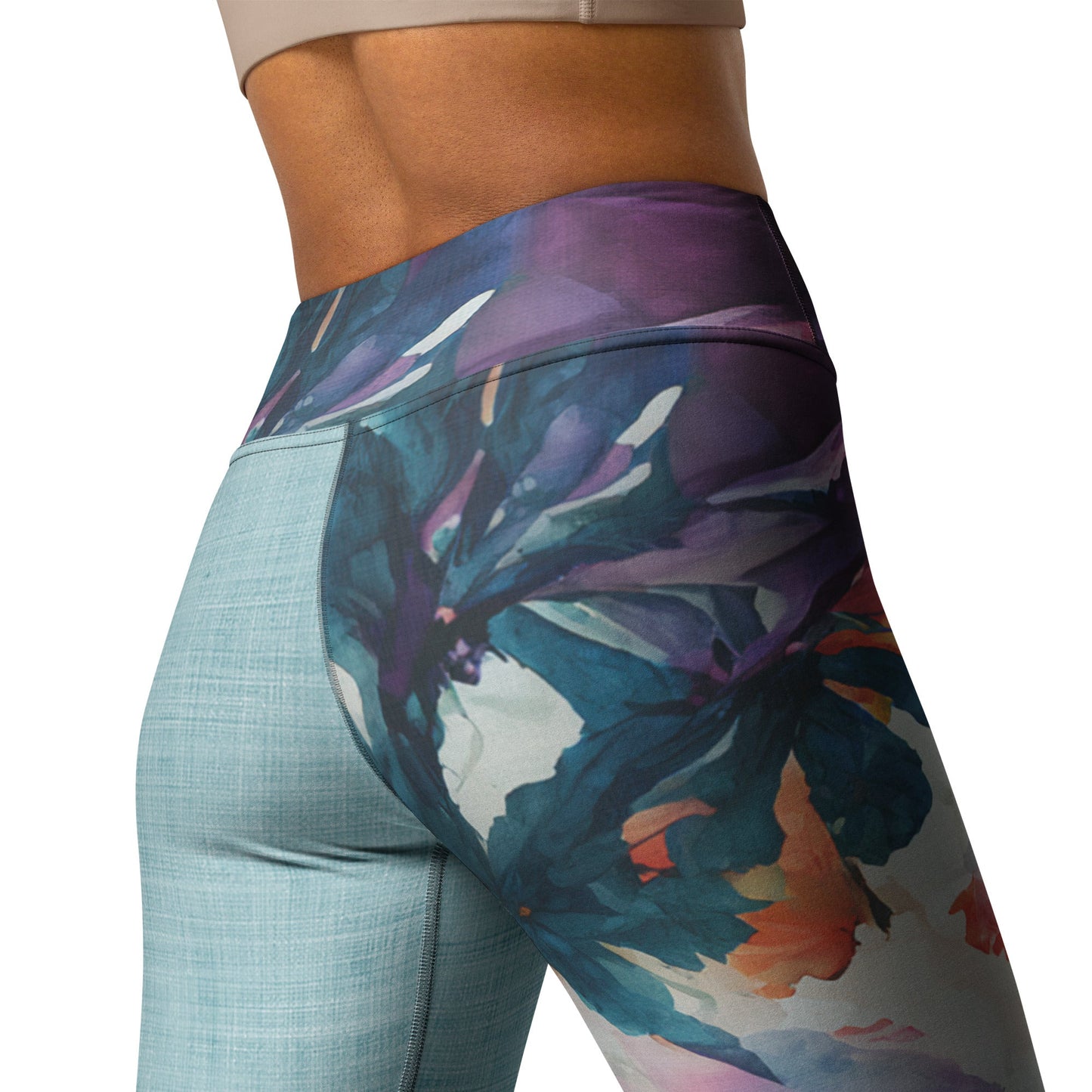 Watercolor Orchids High Waist Leggings