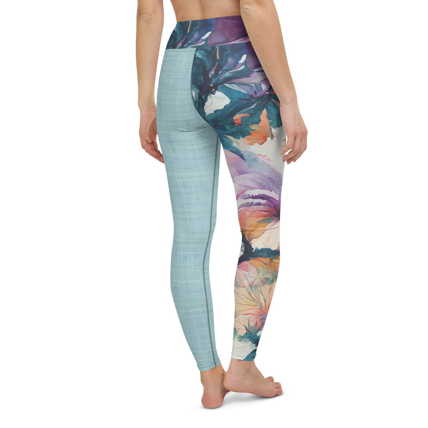 Watercolor Orchids High Waist Leggings