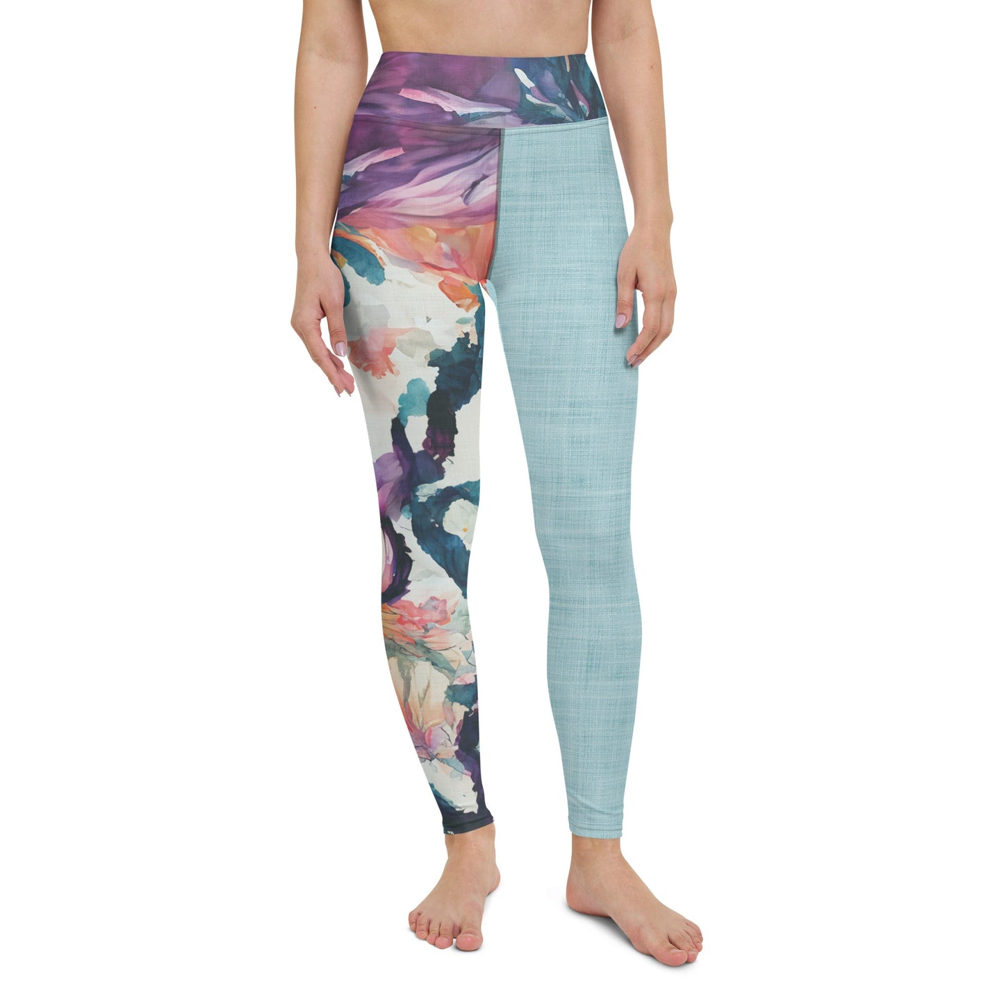 Watercolor Orchids High Waist Leggings