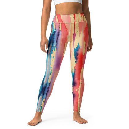 Watercolor Drip High Waist Yoga Leggings