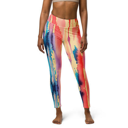 Watercolor Drip High Waist Yoga Leggings