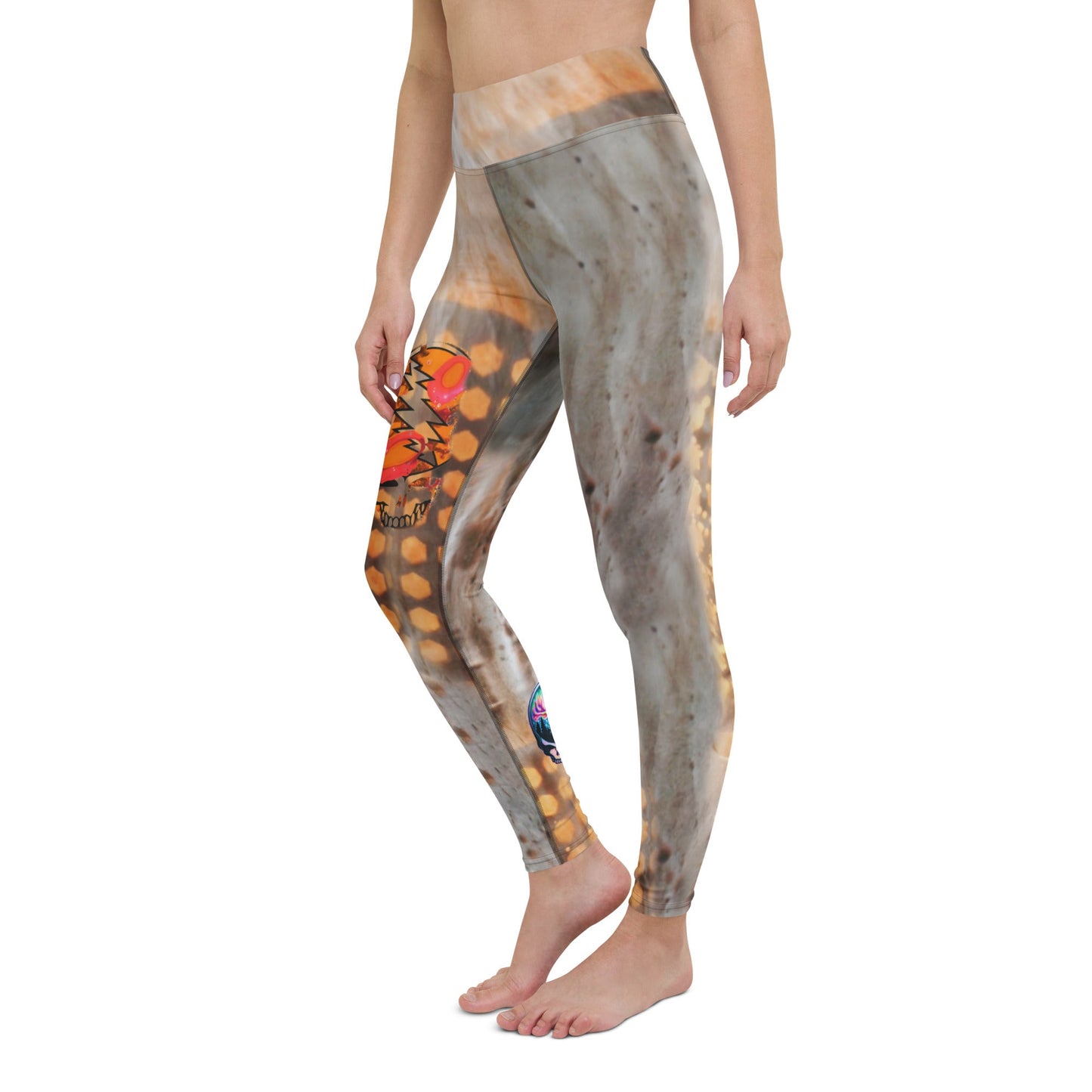Desert Gold Skully Yoga Leggings