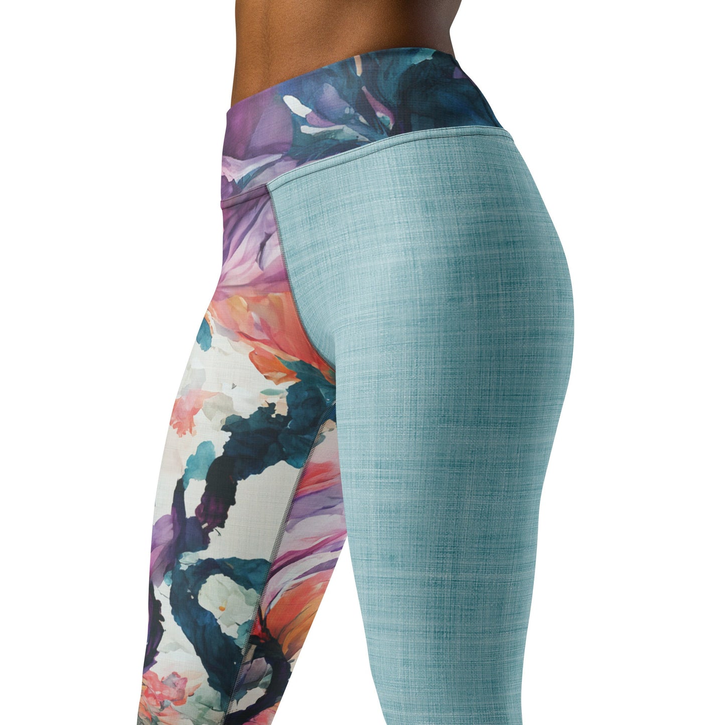 Watercolor Orchids High Waist Leggings