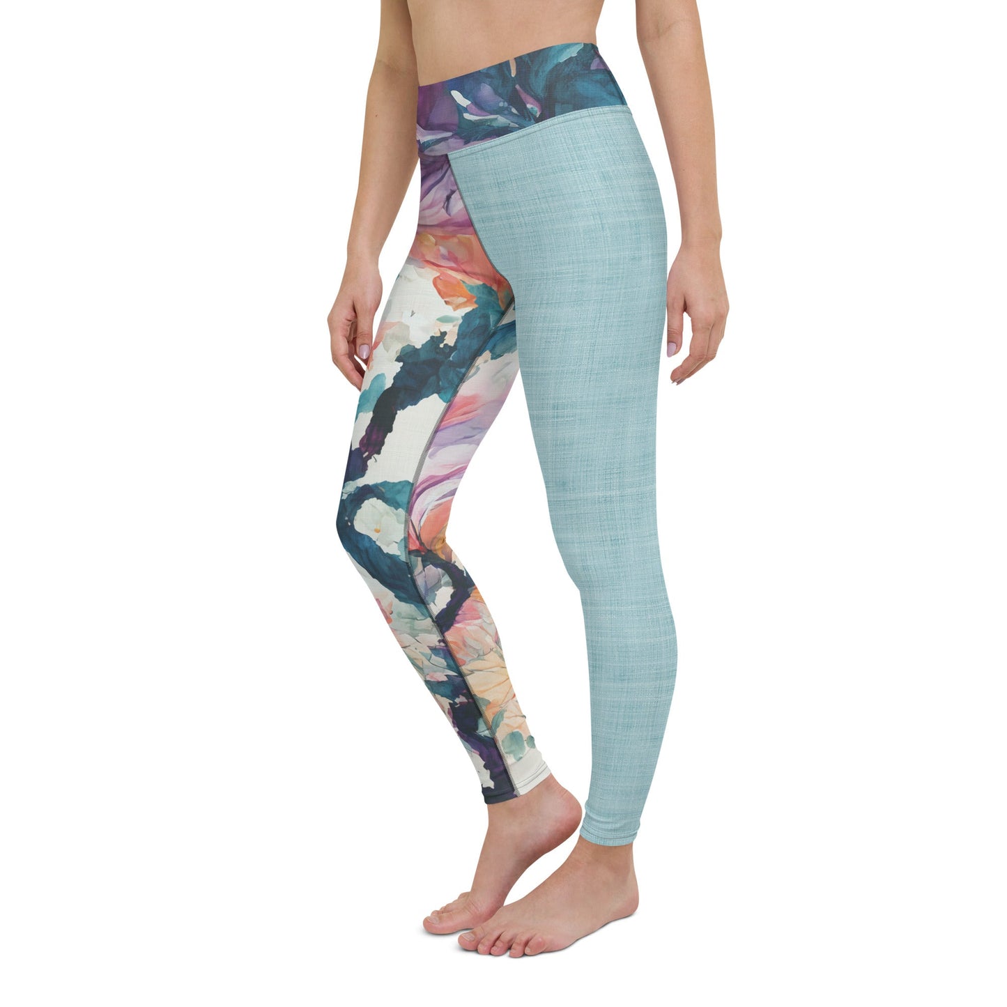 Watercolor Orchids High Waist Leggings