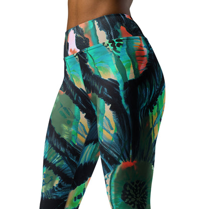 Shibor Floral Print High Waist Leggings