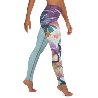 Watercolor Orchids High Waist Leggings