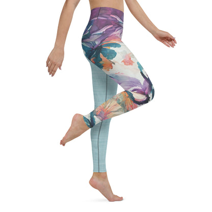 Watercolor Orchids High Waist Leggings