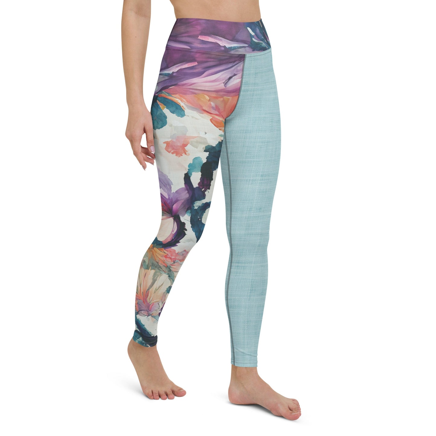 Watercolor Orchids High Waist Leggings