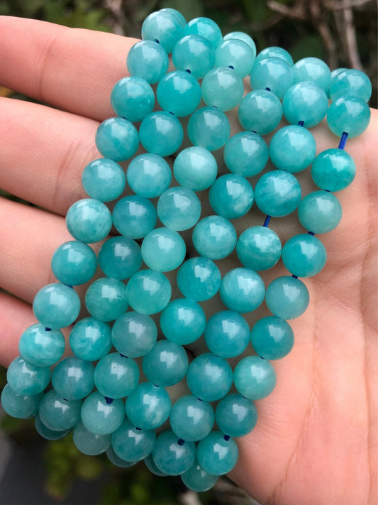 Amazonite 8mm Bead Bracelet – Stretch Cord, Calming Energy