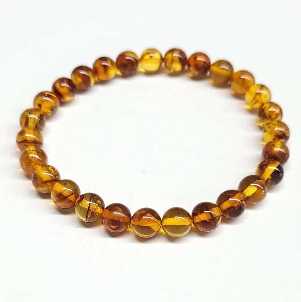 Amber Round Bead Bracelet 6mm - Dissolves Opposition