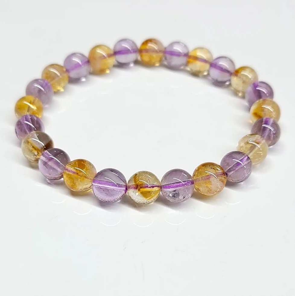 Amethyst & Citrine Round Bead Bracelet 8mm