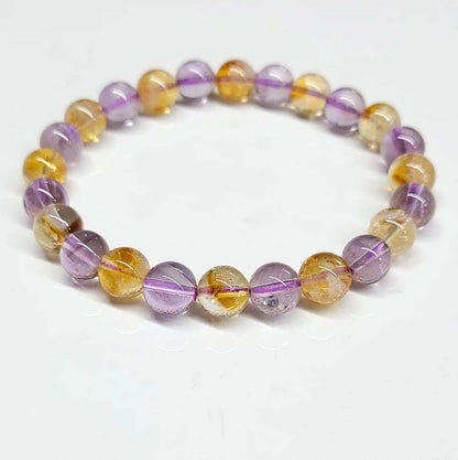 Amethyst & Citrine Round Bead Bracelet 8mm