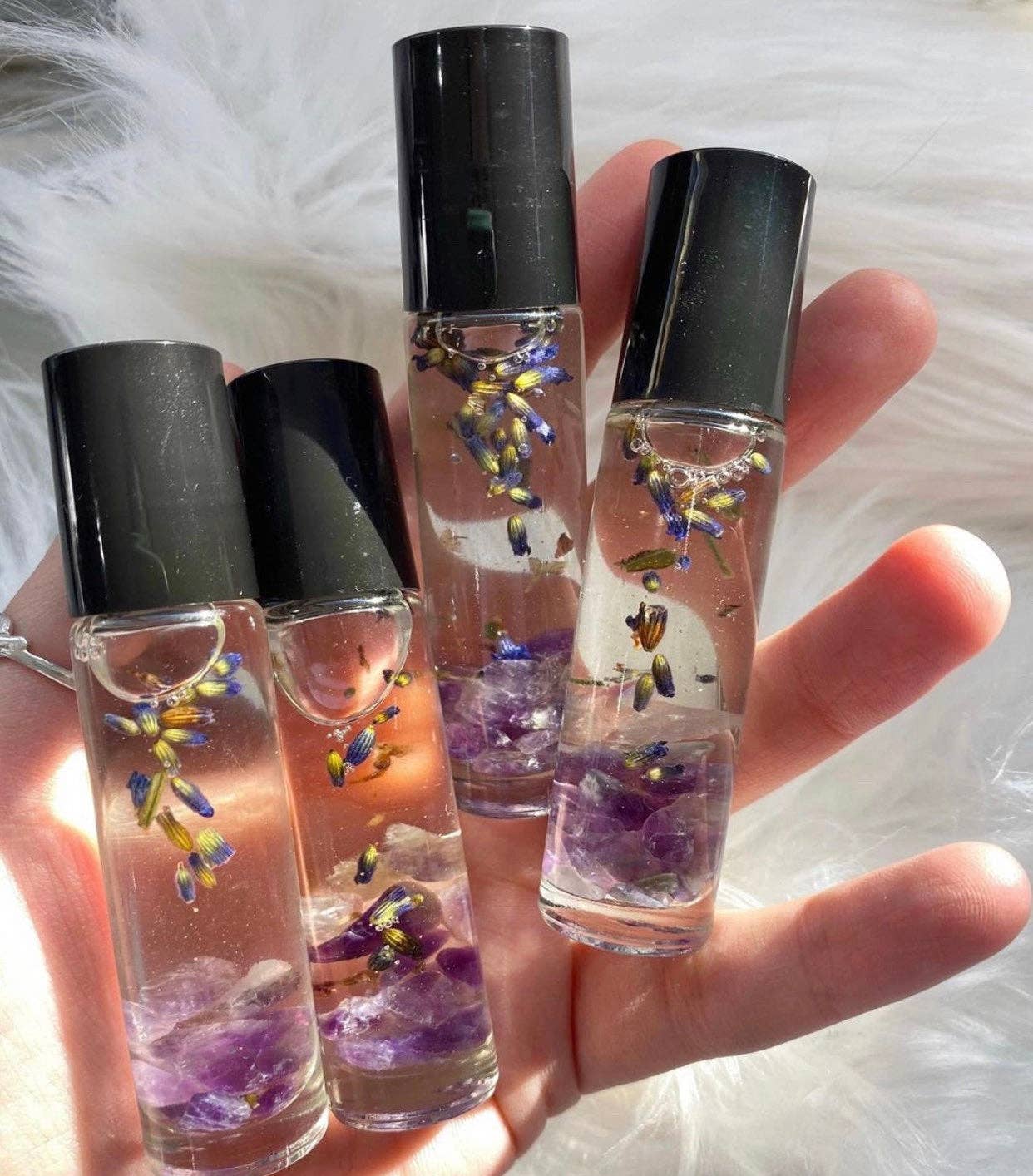 Amethyst Crystal Perfume Roller – 10mL, Musk & Amber Scent
