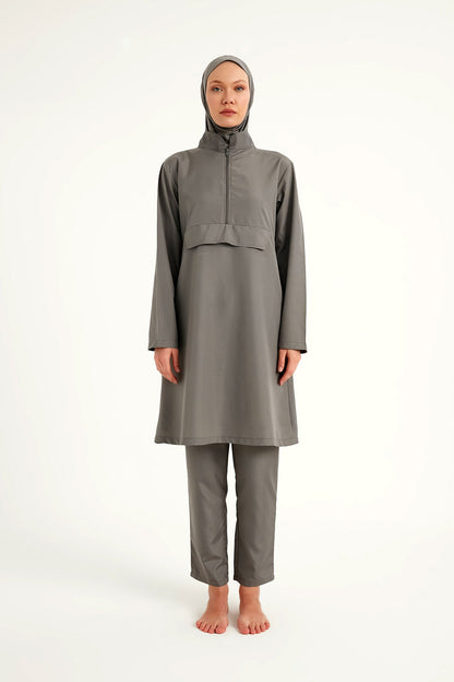 Andalus Charcoal Full Coverage Burkini Set for Women A2503-4