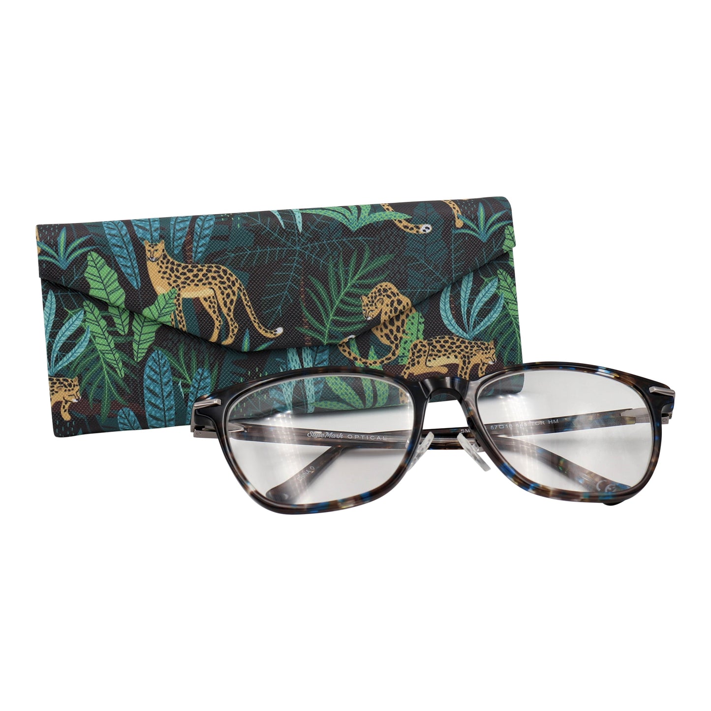 Cheetah Print Glasses Case - Vegan Leather Magic Folding Hardcase