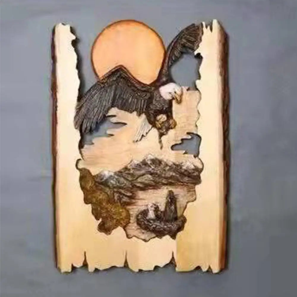 Animal Carving Handcraft Wall Hanging Wood Raccoon Bear Deer Hand-Painted