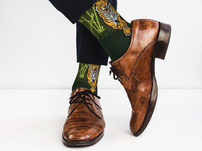 Green Tiger Socks - Comfy Cotton for Men & Women