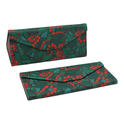Snake Print Glasses Case - Vegan Leather Magic Folding Hardcase
