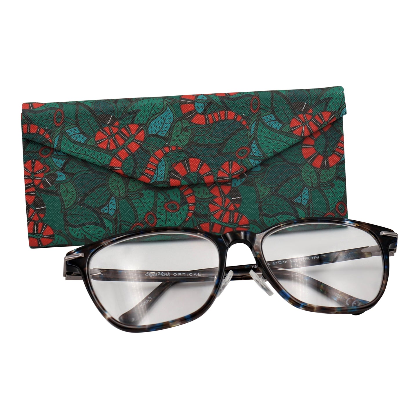Snake Print Glasses Case - Vegan Leather Magic Folding Hardcase